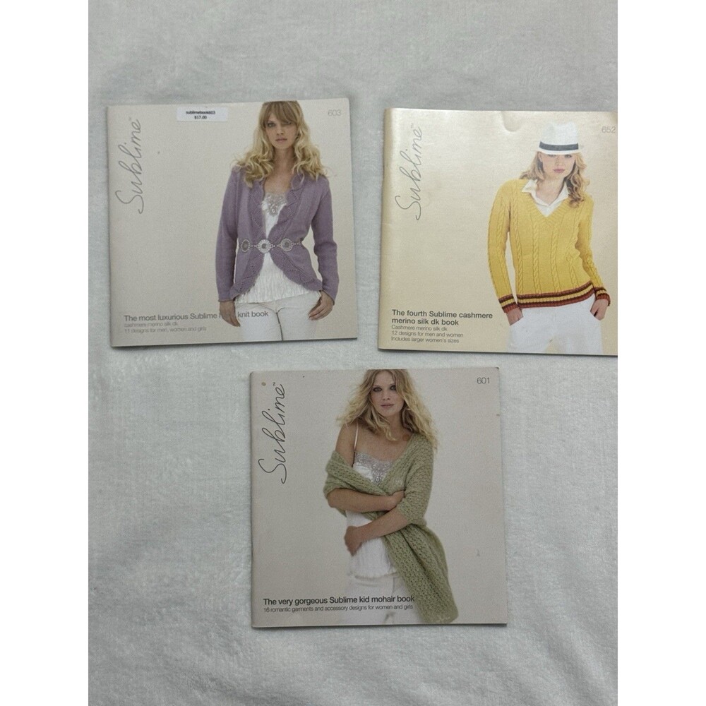 Sublime Lot of 3 Knitting Pattern Books Merino Silk Cashmere Mohair 652 601 603